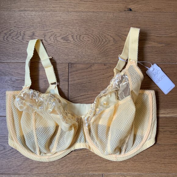 Elomi Charley Underwire Stretch Plunge Bra Yellow Lemon Fizz Size 40K - Picture 2 of 9